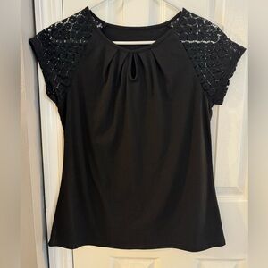 Elegant Black Lace Sleeve Top